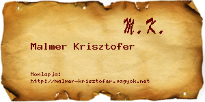 Malmer Krisztofer névjegykártya